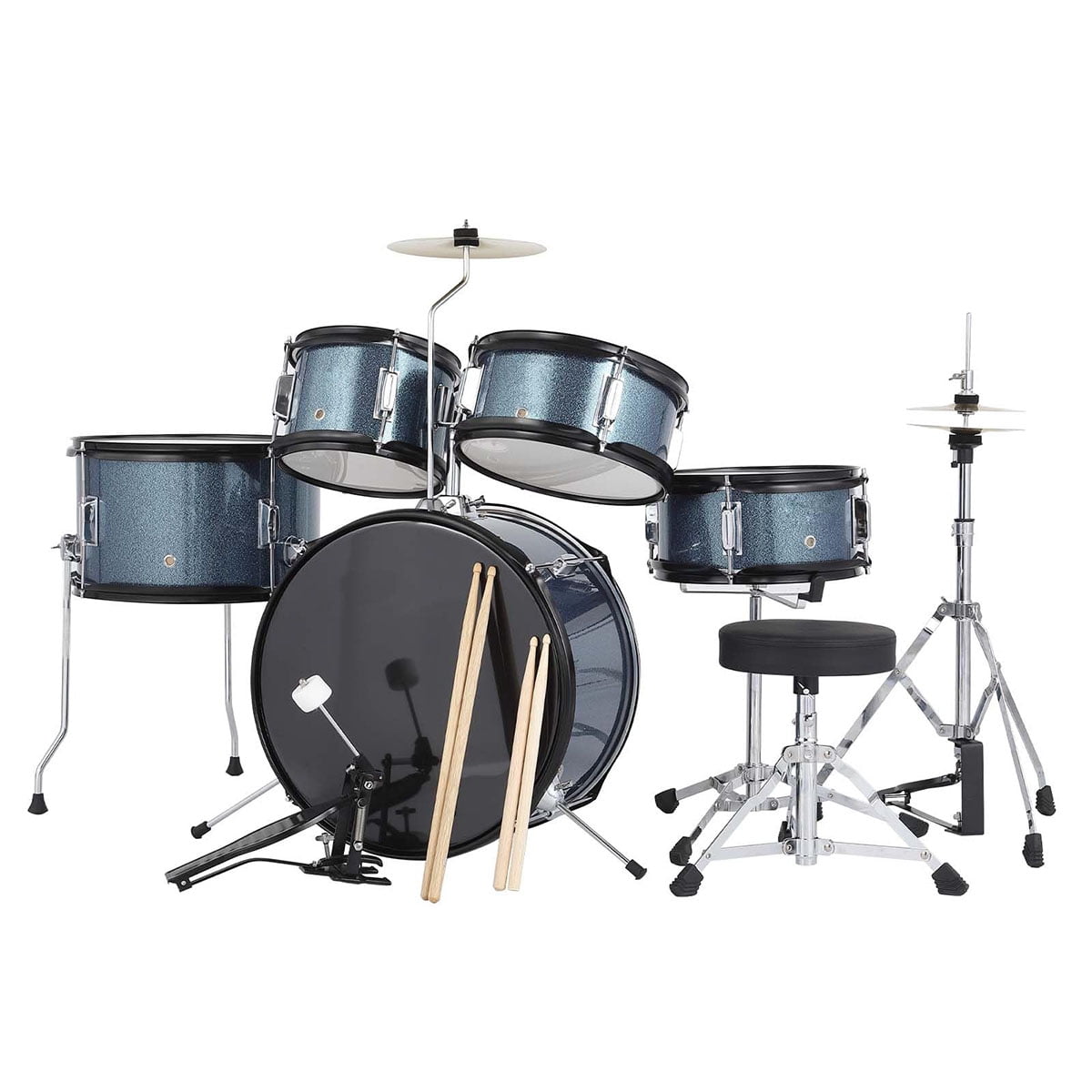 Ataucjin 5 Piece Kids Drum Set with Tom,Cymbal, Youth Junior Drum Kit with Hi-Hat, Pedal, Drumsticks and Seat for Beginner, Teens