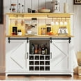 thumbnail image 1 of Ataucjin 55in Farmhouse Coffee Bar Cabinet with Power Outlet & LED Light,Removable 12Bottle Wine Rack,Sliding Barn Door Buffet Cabinet for Home,Kitchen Buffet Cabinet w/Storage Shelves, 1 of 8