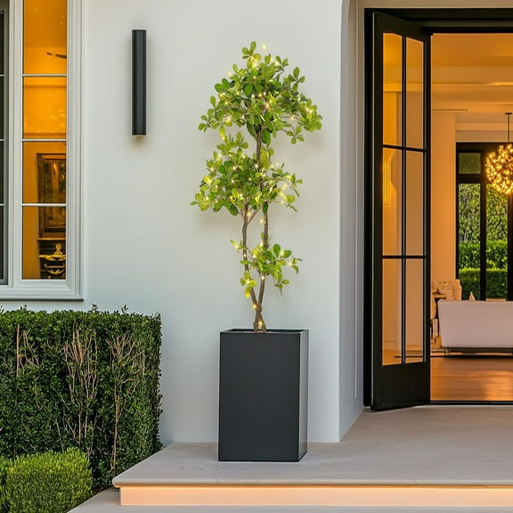 Ataucjin 5FT Artificial Plants Indoor, Fake Olive Tree with 50 LED Lights Tall Fake Plants in Plastic Nursery Pot Fake Tree Artificial Trees for Home Decor Office Living Room