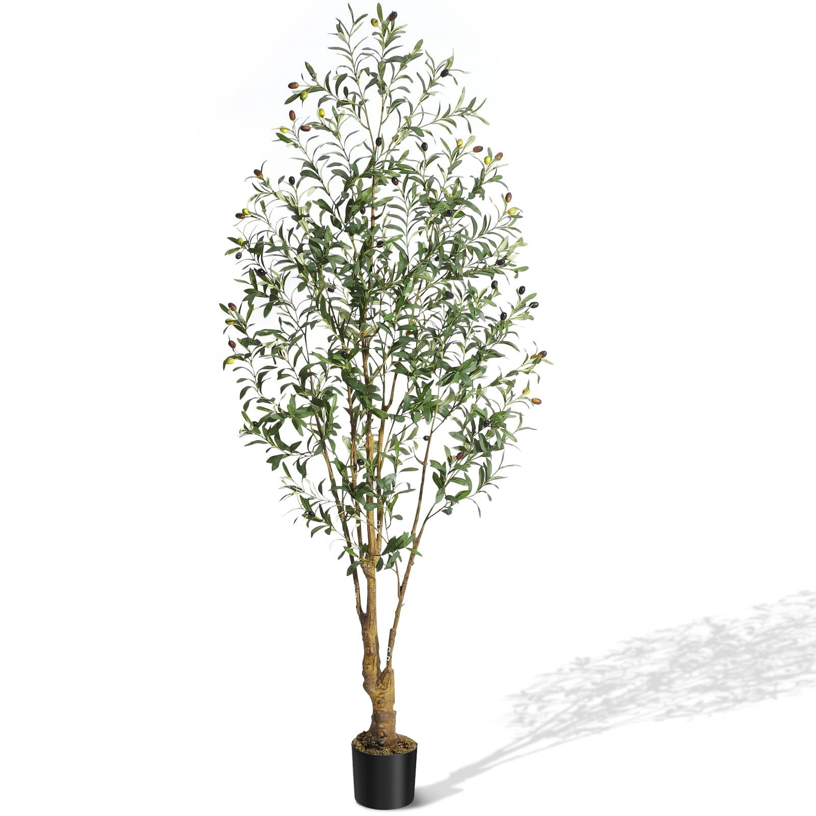 Ataucjin 6/7FT Artificial Olive Trees Tall Faux Olive Tree Plants Fake Olive Silk Tree With Realistic Trunk Leaves Fruits Fake Potted Tree For Home Office Decor
