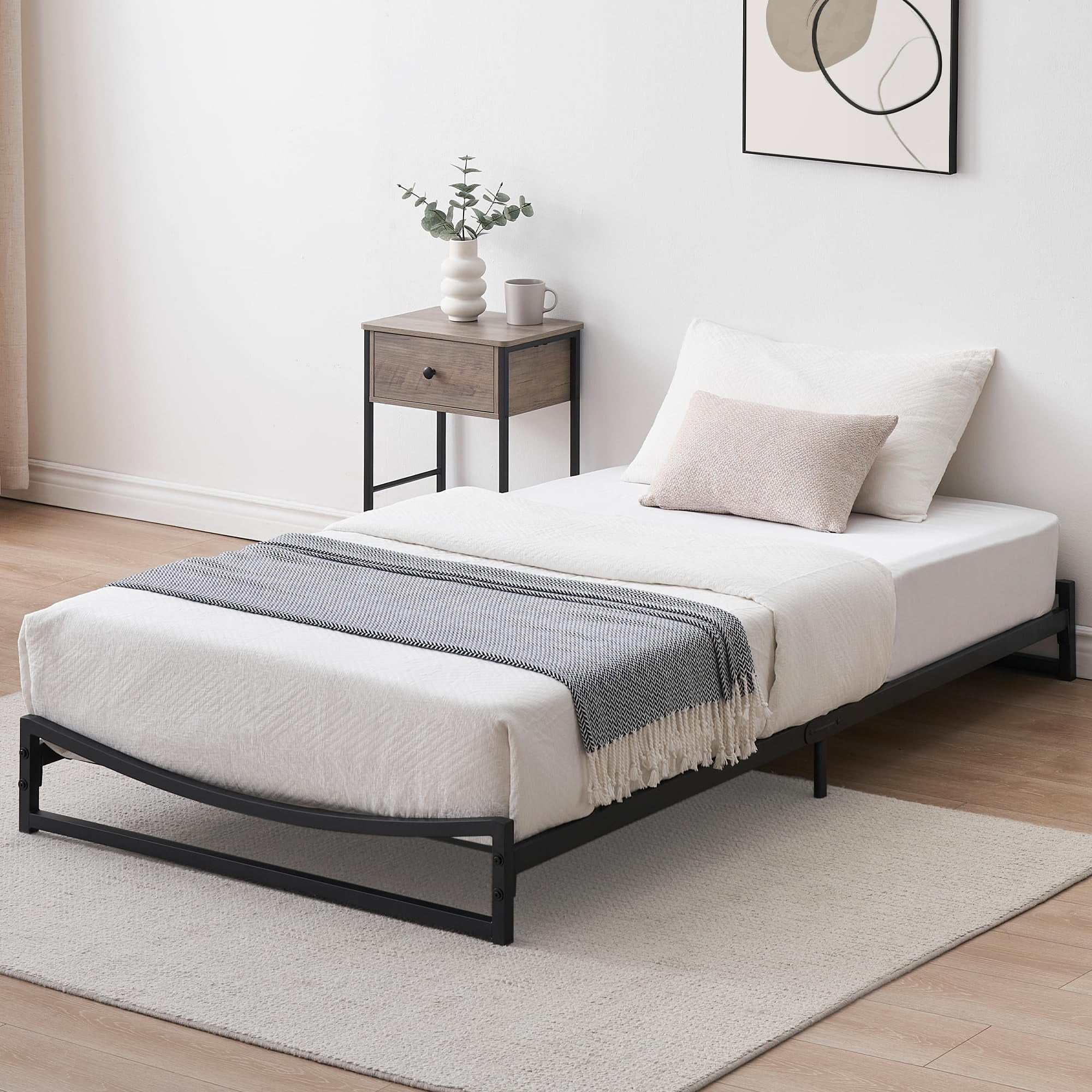 Ataucjin 6 Inch Low Queen Bed Frame Heavy Duty Metal Full Size Platform
