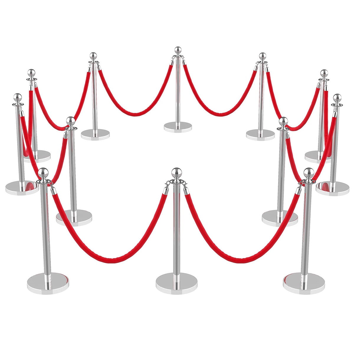 Tiny Food Vip Ropes Ataucjin 6-Pack Crowd Control Stanchions with 4 Velvet Ropes & 26FT Red ...