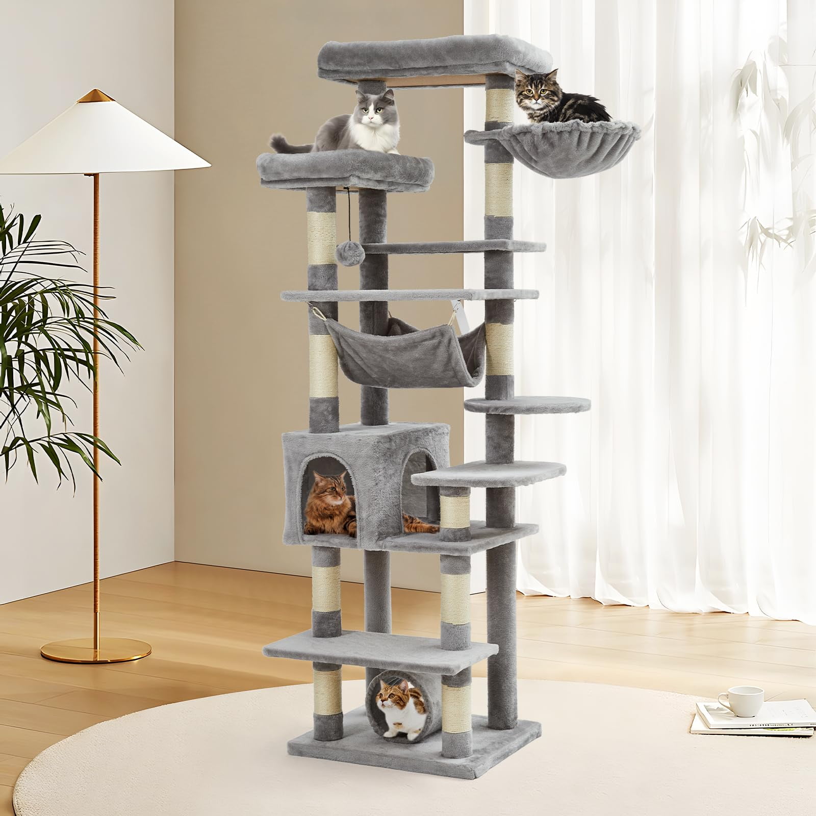 Ataucjin 67-Inch Multi-Level Cat Tree for Large Cats,Features ...