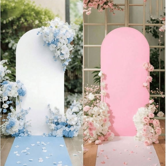 Ataucjin 6FT Wedding Arch Backdrop Cover, Arch Shape Backdrop Cover Dual-Sided Color Round Top Arch Backdrop Stands Cover for Wedding Ceremony Birthday Party Baby Shower Banquet Decoration