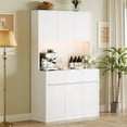 thumbnail image 1 of Ataucjin 71" Kitchen Pantry Cabinet, Kitchen Hutch Storage with Led Lights and Power Outlets, Buffet Cabinet with Microwave Stand, Adjustable Shelves, Handless Design, 1 of 7