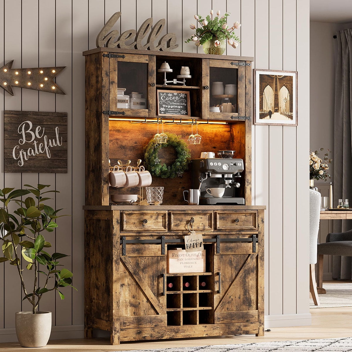 Farmhouse Coffee Bar Cabinetnull