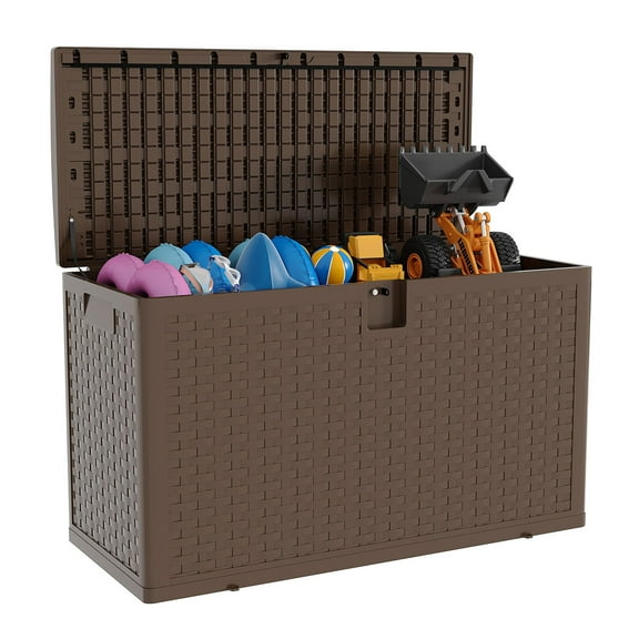 Ataucjin 99 Gallon Outdoor Storage Box Waterproof, Lockable Resin Deck Box, Patio Deck Storage Box For Package Delivery, Deck Box Container for Furniture Cushions, Garden Tools, Pool Accessories