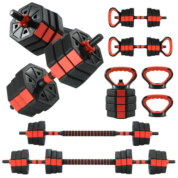 Ataucjin Adjustable Dumbbell Set, 66/88Lbs 4-in-1 Free Weights for Home Gym, Converts to Kettlebell & Barbell with Connector, Adjustable Dumbbells Set Free Weight Dumbbell Set Non-Slip Grip