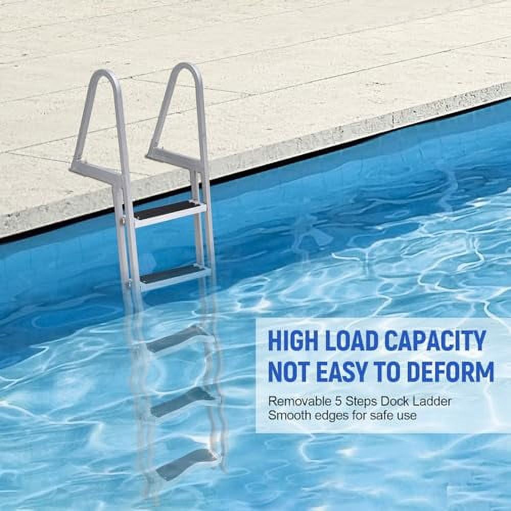 Ataucjin Aluminum Dock Ladder 4 Steps, Removable Boat Ladder 350lbs