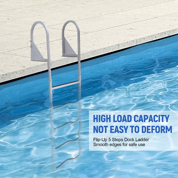 Ataucjin Aluminum Dock Ladder 4 Steps, Removable Boat Ladder 350lbs Load Capacity, Pontoon Ladder Pool Stairs with Nonslip Design for Marine Boarding Lake Pool Dock