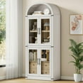 thumbnail image 1 of Ataucjin Arched Pantry Cabinet with Doors,71.4in Tall Wood Bookcase with 2 Drawers,Farmhouse Kitchen Cupboard Modern Display Storage Cabinet for Kitchen, Dining Room, Bathroom, 1 of 8