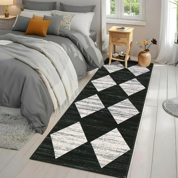Ataucjin Area Rug Washable Checkered Rug, Modern Neutral Living Room Rugs, Large Plaid Carpet Faux Wool Washable Carpet for Under Dining Table Bedroom Farmhouse Nursery Home Office