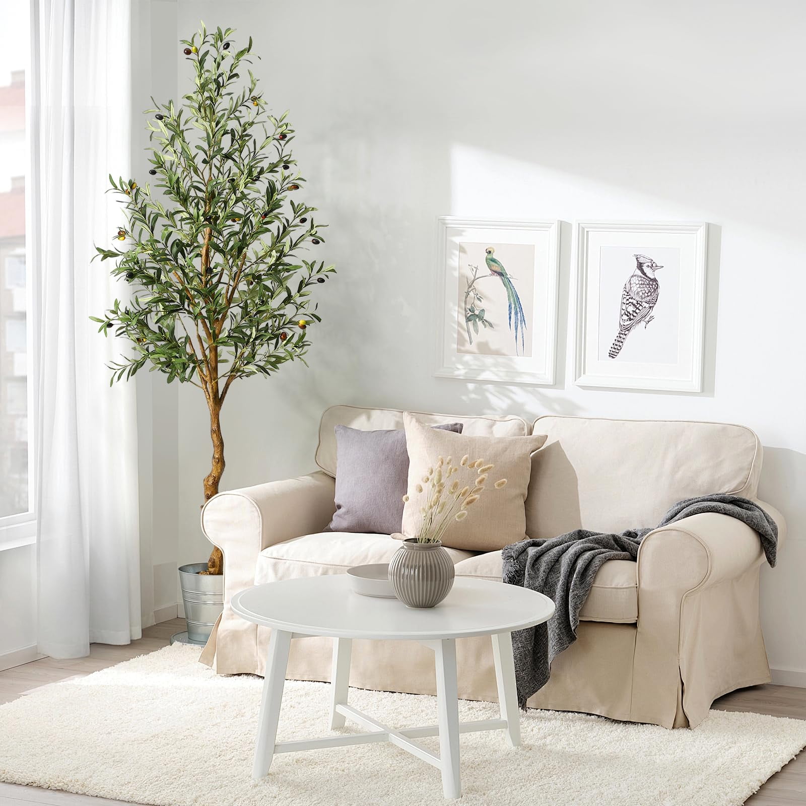 Ataucjin Artificial Olive Tree Tall Faux Silk Plant Faux Olive Tree Indoor Fake Potted Tree With Natural Wood Trunk And Lifelike Fruits For Home Office Decor Housewarming Gift