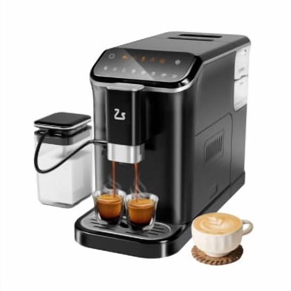Ataucjin Automatic Espresso Machine, 20 Bar Coffee Machine with Built-in Grinder and Milk Frother, Adjustable Espresso Bean Grinder, One-Touch Screen Coffee Machine with 1.5l Water Tank for Home Offic
