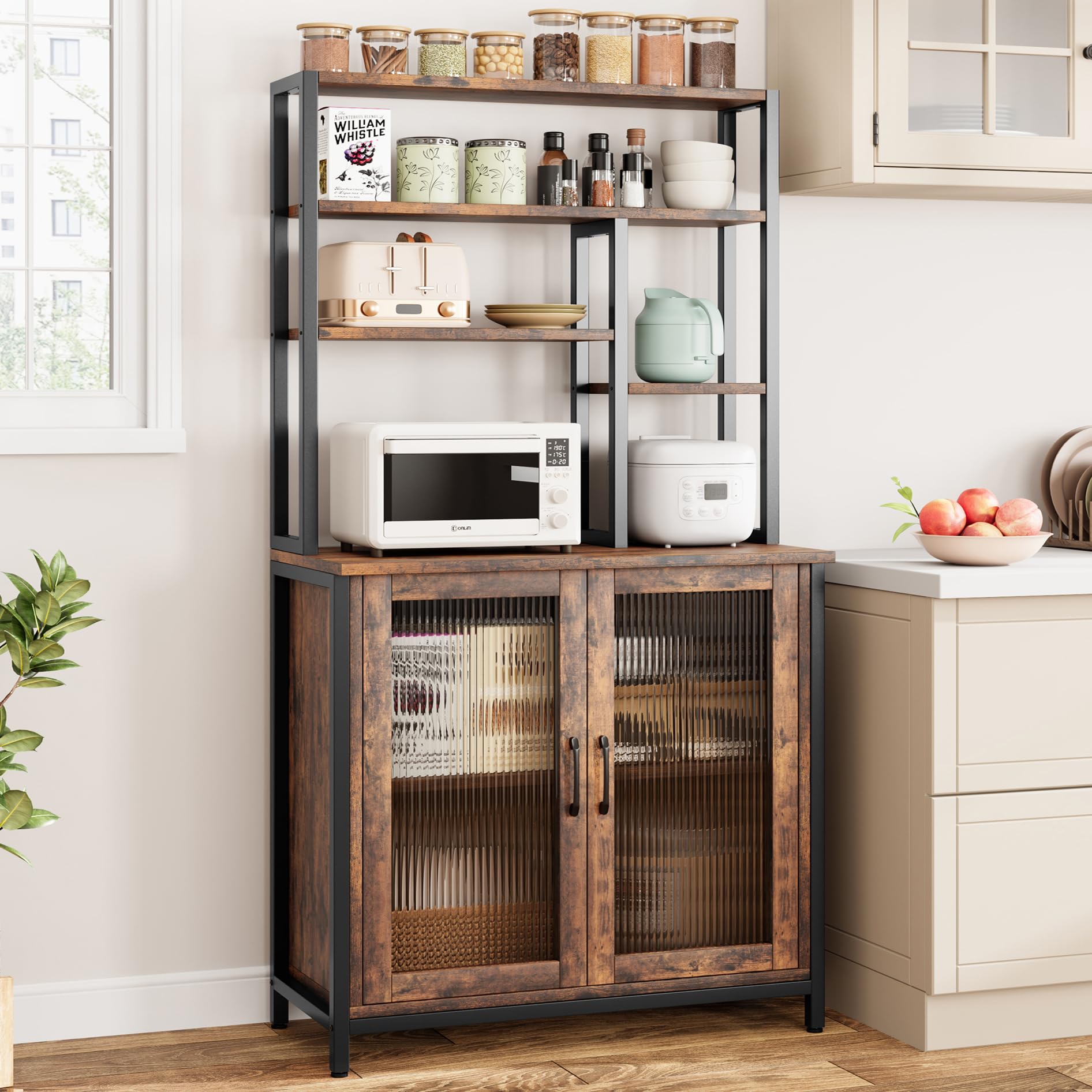 Ataucjin Bakers Rack with Cabinet 5 Tier Microwave Stand 63.78 ...
