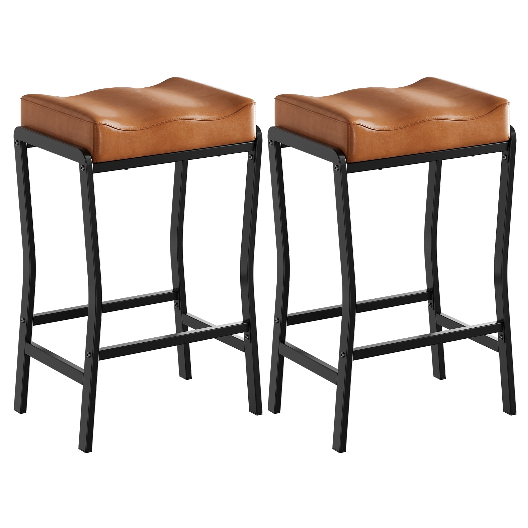 Ataucjin Bar Stools Set of 2, Saddle Stools 26 Inch Counter Height ...