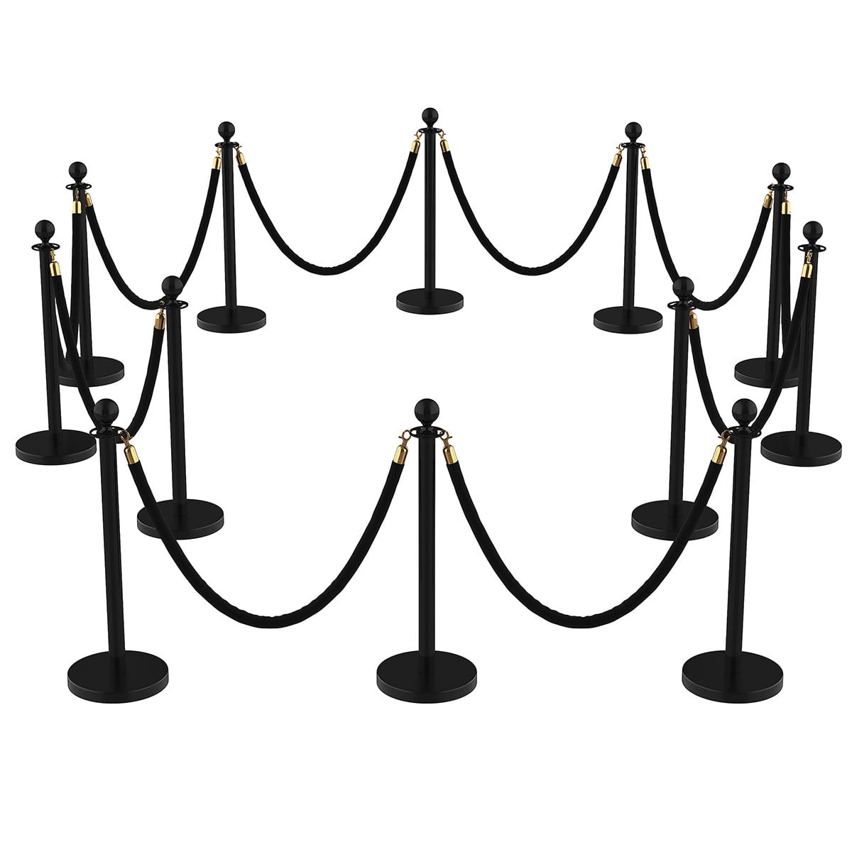 Ataucjin Black Crowd Control Stanchions with 5Ft Velvet Rope,Queue ...