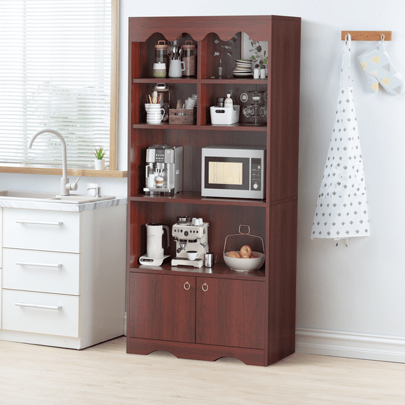 Ataucjin Bookshelf 63" Tall Bookcase, Sturdy and Spacious Storage Organizer, Finish Bookshelf with Cabinet, 5-Tier Bookshelves Modern Wood Bookcases Large, Display Storage Shelves