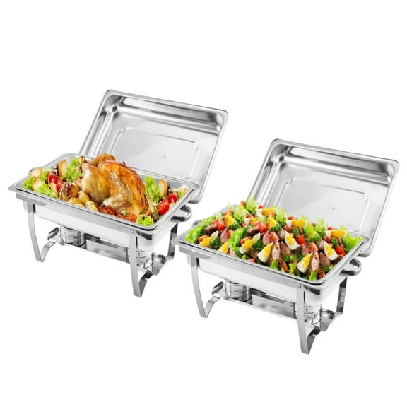 Ataucjin Chafing Dish Buffet Set of 2,8QT Stainless Steel Rectangular Chafers and Buffet Warmer Sets for Catering,with Lid Folding Frame,Rectangular Chafing Dishes for Parties,Weddings,Catering Event