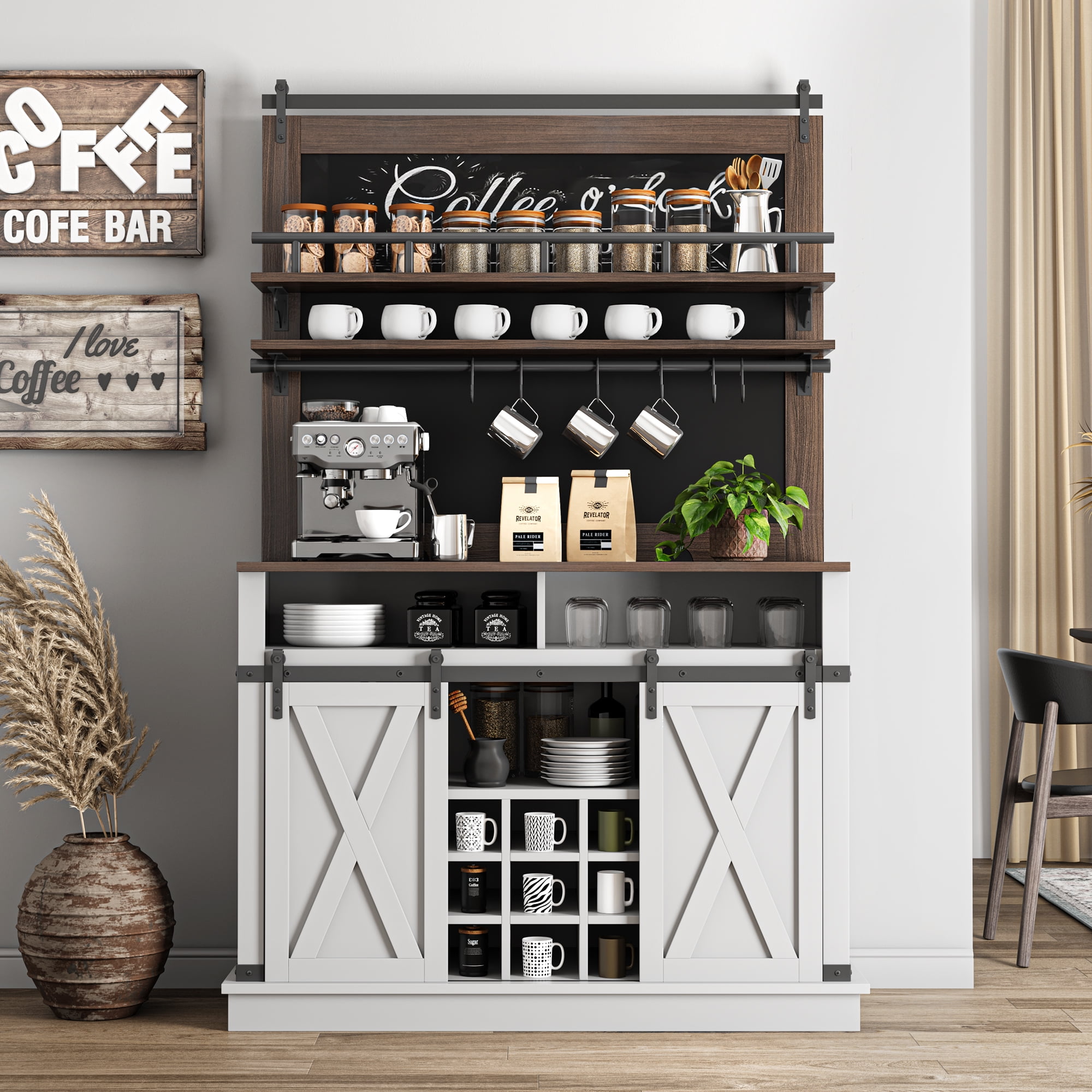 Ataucjin Coffee Bar Kitchen Coffee Cart with Drawer for The