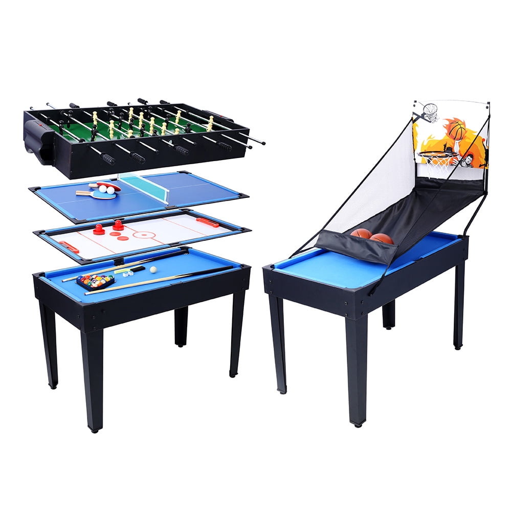 Ataucjin Combo Game Table Set For Home Game Room, 3.6x2ft 5-in-1 Combination Game Table, Hockey/Foosball/Pool/ping Pong/basketball Multi Game Table