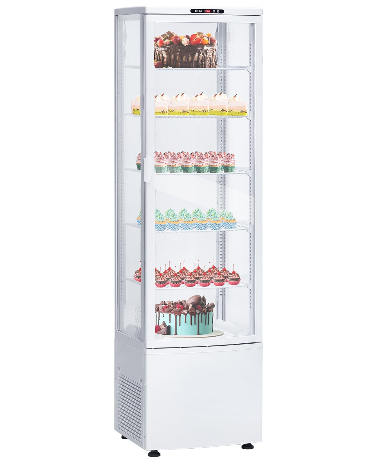 Ataucjin Commercial Cake Display Refrigerator, 10.9 Cu.FT Single-Door Merchandiser with Interior LED Lighting, Double-Layered Glass, Countertop/Floor Refrigerator, 110v