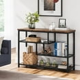 thumbnail image 1 of Ataucjin Console Table, 4-Tier Sofa Tables Narrow Entryway Table with Glass Shelf and Metal Frame, 39.4" Behind Couch Table Industrial Hallway Table for Living Room, Foyer, Bedroom, Rustic Brown, 1 of 9