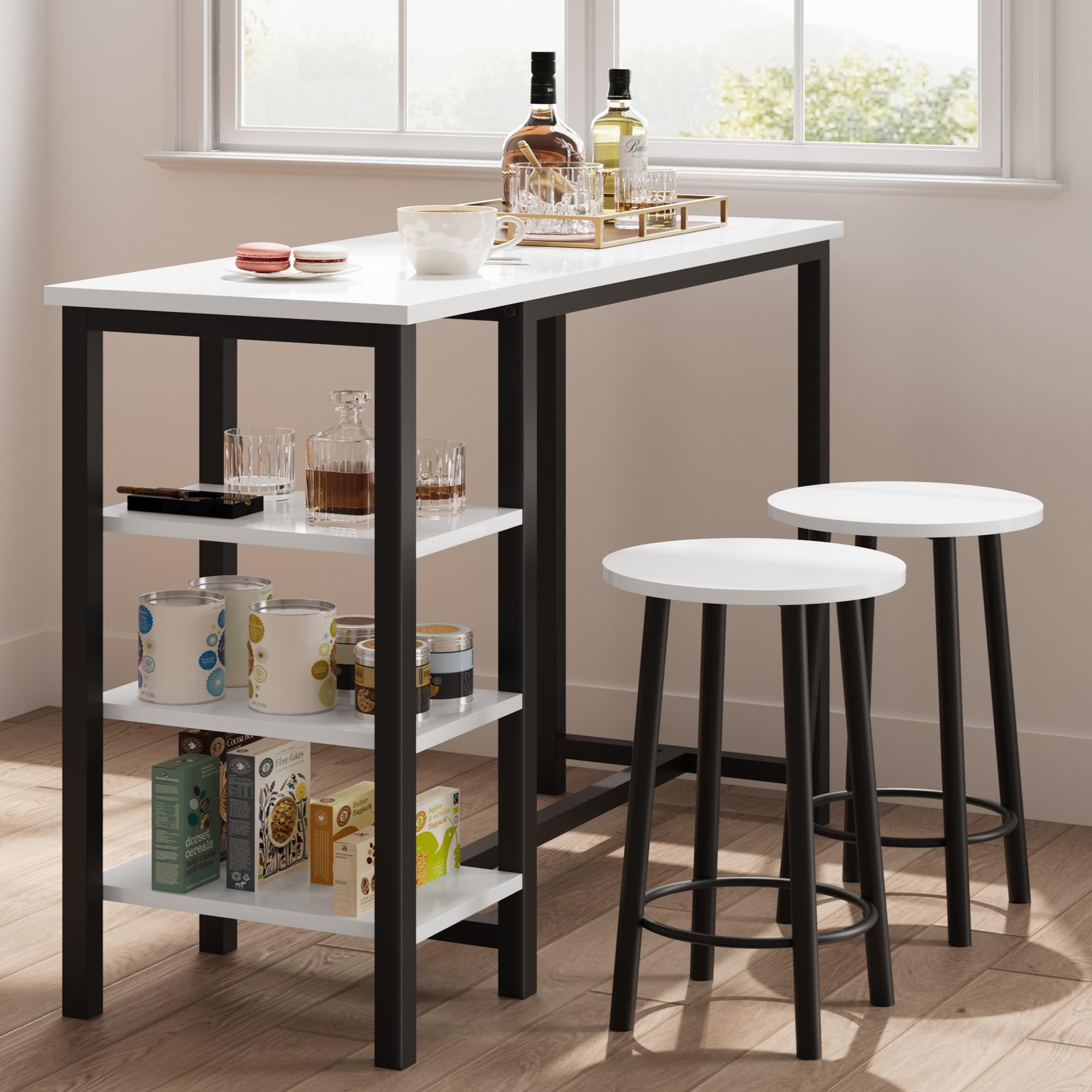 Kitchn Counter Table Ataucjin Counter Height Dining Table with Stools,Bar Table and Chair ...