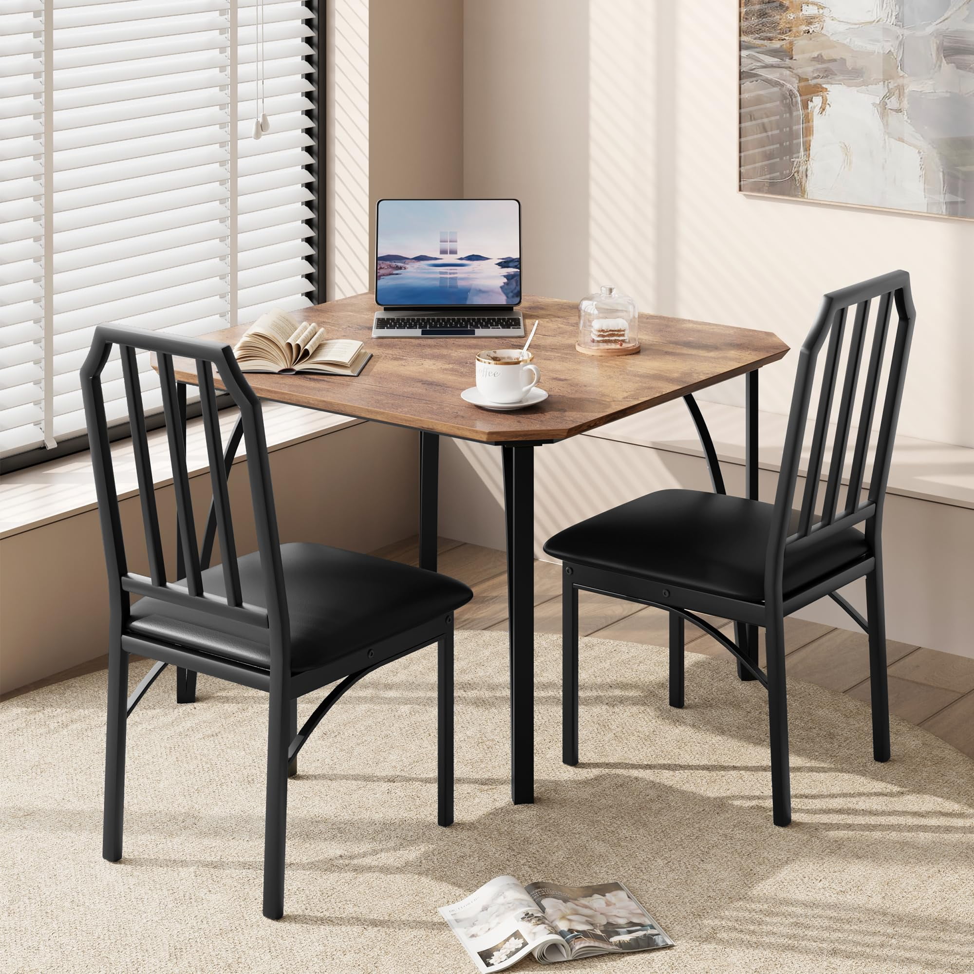 Ataucjin Dining Table Set For 2/4 Kitchen Table And Chairs With Padded ...