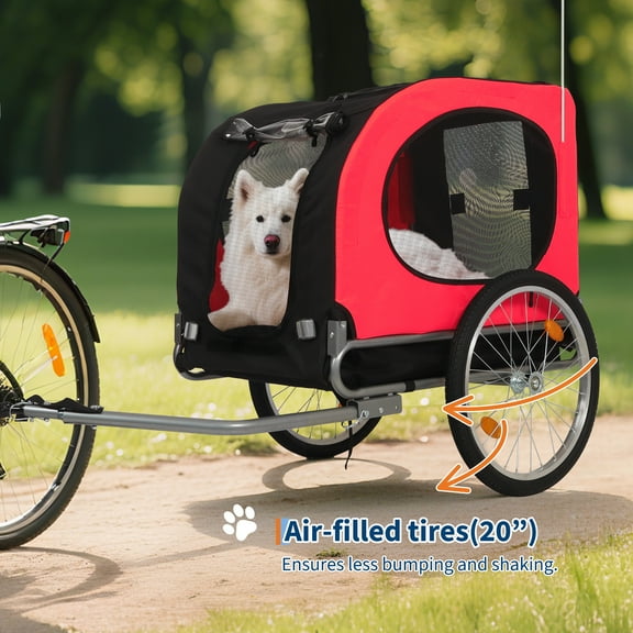 Ataucjin Dog Bike Trailer, 88Lbs Capacity Pet Bicycle Carrier with 16" Air Tires, 2 in 1 Convertible Jogger Stroller with Universal Hitch, Foldable Oxford Fabric, Universal Coupler
