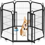 Ataucjin Dog Playpen Portable Extra Large 8 Panels 24" Height Adjustable with Gate, Perfect for Puppies and Small Dogs, Easy to Store, Customizable Layout for Indoor, Yard, RV Camping,Fence partition