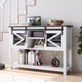 thumbnail image 1 of Ataucjin Farmhouse Entryway Table with Sliding Barn Doors, Sofa Table with Storage and Open Shelf, Console Tables for Entryway, Hallway, Washed Grey, 1 of 8