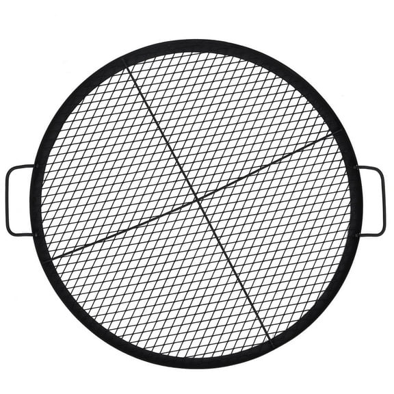 Ataucjin Fire Pit Cooking Grill Grate, X-Marks Fire Pit Grill Cooking Grate, Outdoor Campfire BBQ Grill, Heavy Duty Steel Campfire BBQ Grill Grid, Portable Camping Cookware with Handle