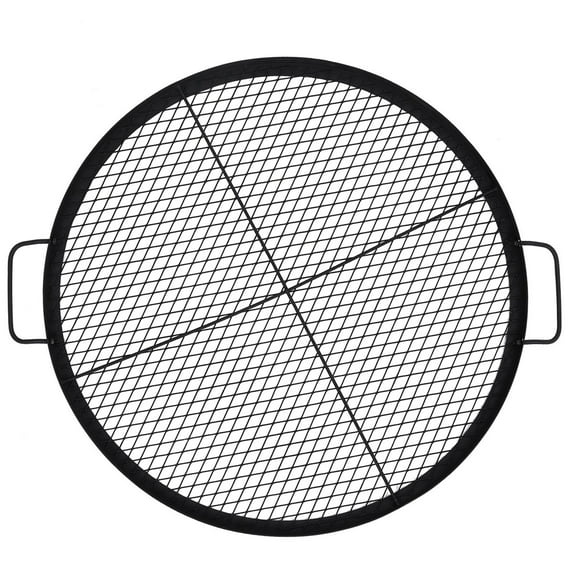 Ataucjin Fire Pit Cooking Grill Grate, X-Marks Fire Pit Grill Cooking Grate, Outdoor Campfire BBQ Grill, Heavy Duty Steel Campfire BBQ Grill Grid, Portable Camping Cookware with Handle