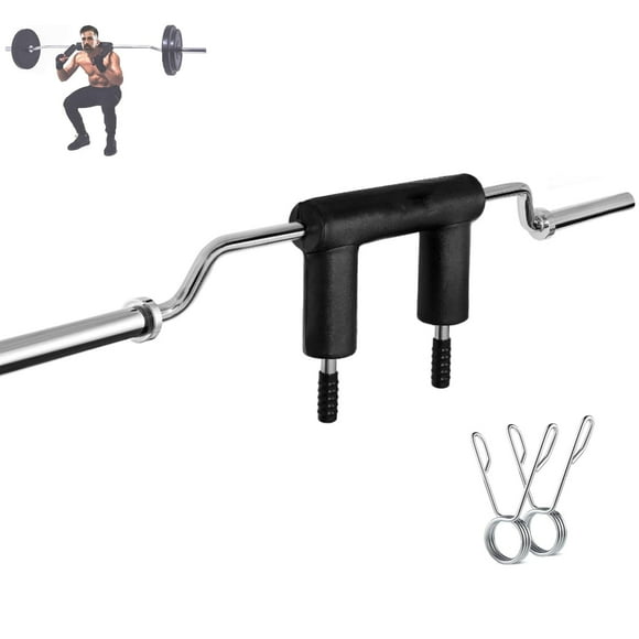 Ataucjin Fitness Safety Squat Bar 700LB,Steel Fitness Squat Olympi_c Bar with 2 Xbarbell Clips,Neck & Shoulder Pad,Strength Training Bars Fits 2" Olympi_c Plates(Without Weights)