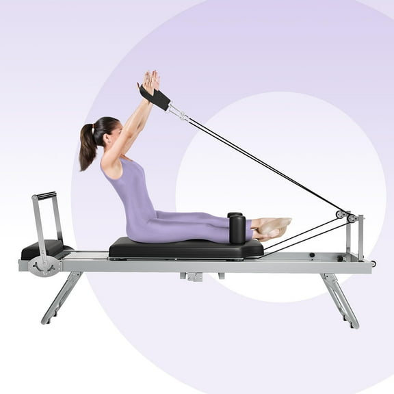 Ataucjin Foldable Pilates Reformer, Space-Saving Pilates Machine for Home Workout, 5 Springs Full-Body Workout, Portable Pilates Equipment for Beginners and Intermediate Users