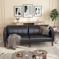 thumbnail image 1 of Ataucjin Futon Sofa Bed, 75-Inch Modern Faux Leather Convertible Couch, Mid-Century Loveseat for Small Space, Living Room, Bedroom, 1 of 10