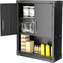 Ataucjin Garage Wall Cabinet, Heavy Duty Steel Hanging Cabinet with Shelves & Locks, Upper Floating Storage Organizer for Warehouse, Workshop, Kitchen, Black