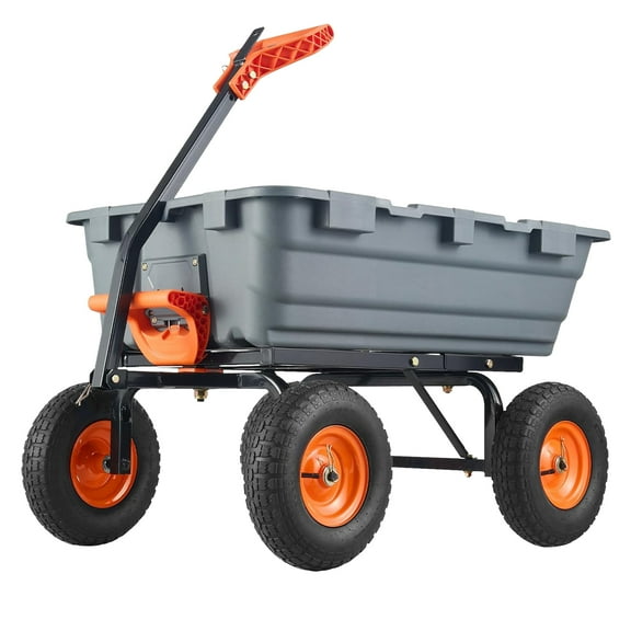 Ataucjin Garden Dump Cart,800 lbs Heavy Duty Garden Wagon with 10 Inch Wheels,180°Rotating Handle,Steel Frame and Quick Release System Garden Dump Cart for Soil Plants Gardening Tools Wood