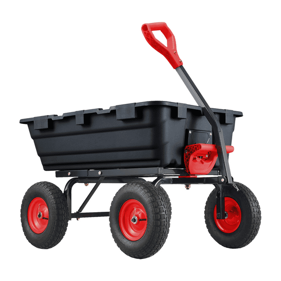Ataucjin Garden Dump Cart,800 lbs Heavy Duty Garden Wagon with 10 Inch Wheels,180°Rotating Handle,Steel Frame and Quick Release System for Garden,Lawn,Barn,Farm