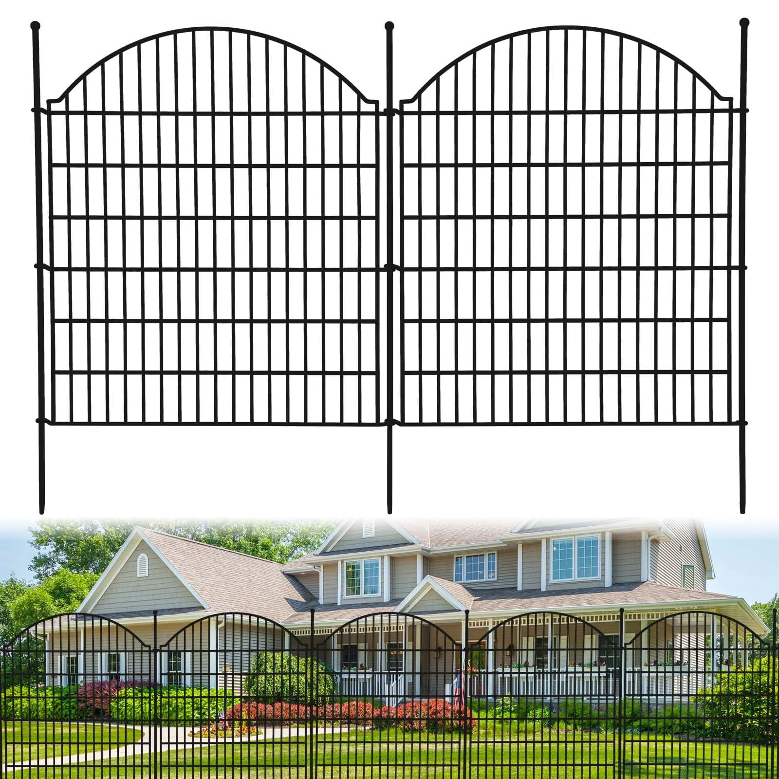 Ataucjin Garden Fence,10 Panels No Dig Decorative Fence for Outdoor,Yard, Patio,32 in(H) X 24 ft(L) Animal Barrier Rustproof Metal Wire Panel,Temporary Dog Fence