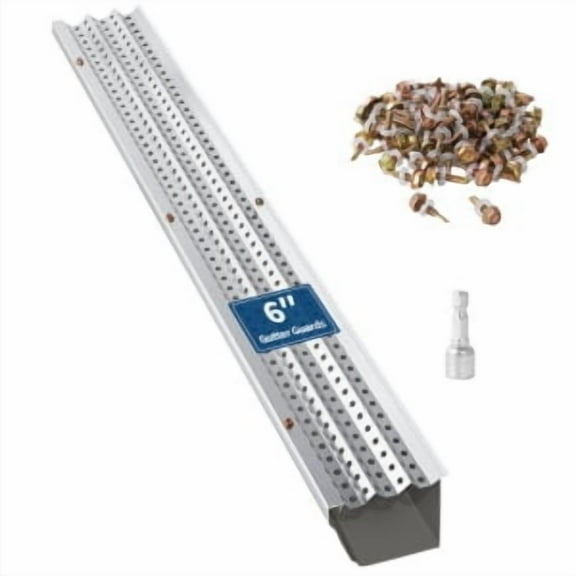 Ataucjin Gutter Guard, Leaf Guards for Gutters, 5 Inch Width, 17 PCS 50 Feet Total Length, 0.275'' Hole Diameter & 0.02'' Thick Fits Any Roof or Gutter Type, Gutter Guards 5 Inch