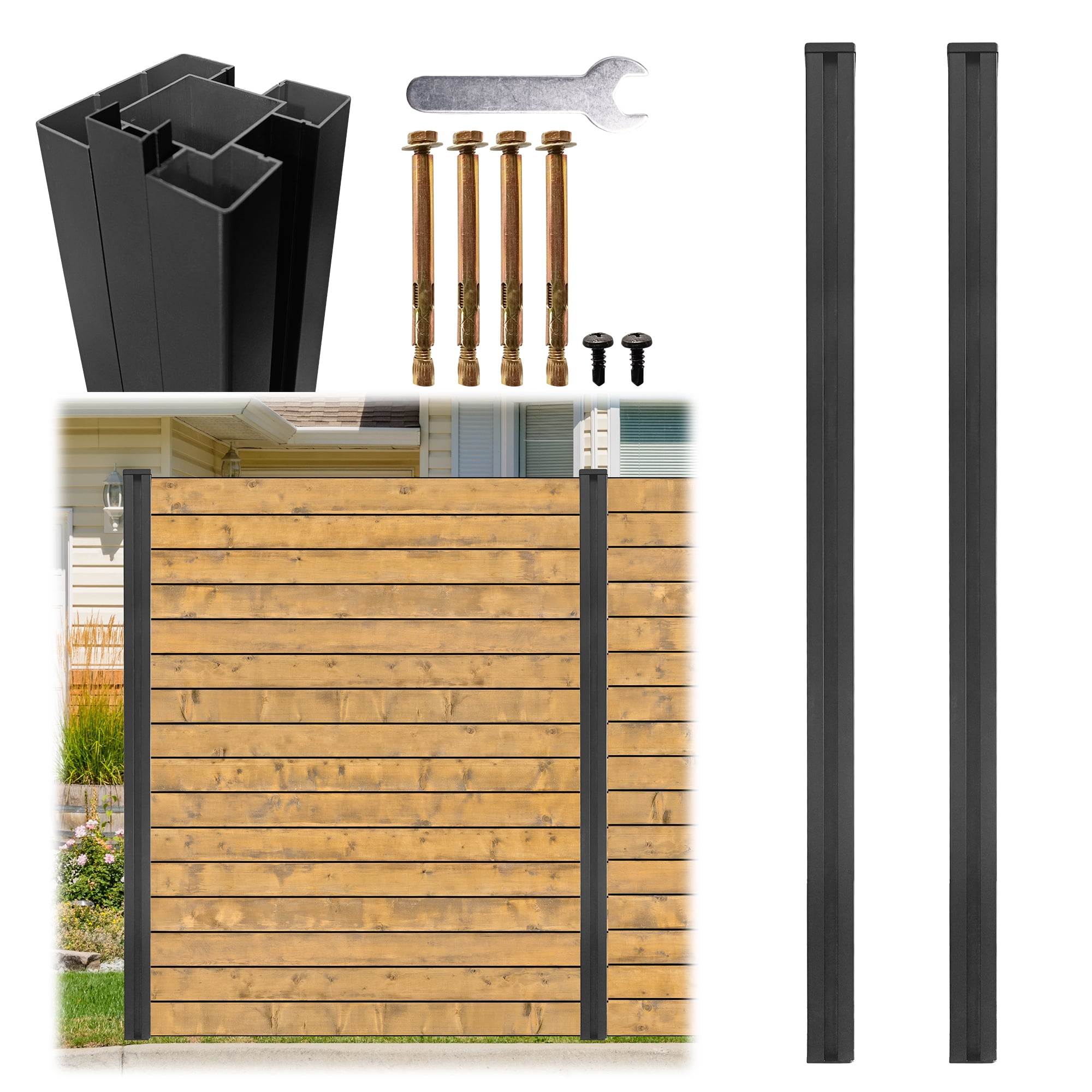 Ataucjin Heavy Duty 3-Way Adjustable Aluminum Privacy Fence Post ...