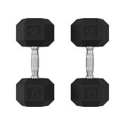 Ataucjin Hex Dumbbell Set of 2, Hand Weights Dumbbells Pair with Cast Iron Core, Rubber Encased Coating and Textured Carbon Steel Handle for Home Gym Strength Training,35 LBS Pair