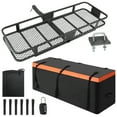 thumbnail image 1 of Ataucjin Hitch Mount Cargo Carrier Basket (60" x 20" x 5.9") with 15 Cubic Feet Waterproof Bag,Hitch Stabilizer,Net,and Straps,200 lbs Capacity,  Foldable Design,Steel Construction,Folding Shank, 1 of 6