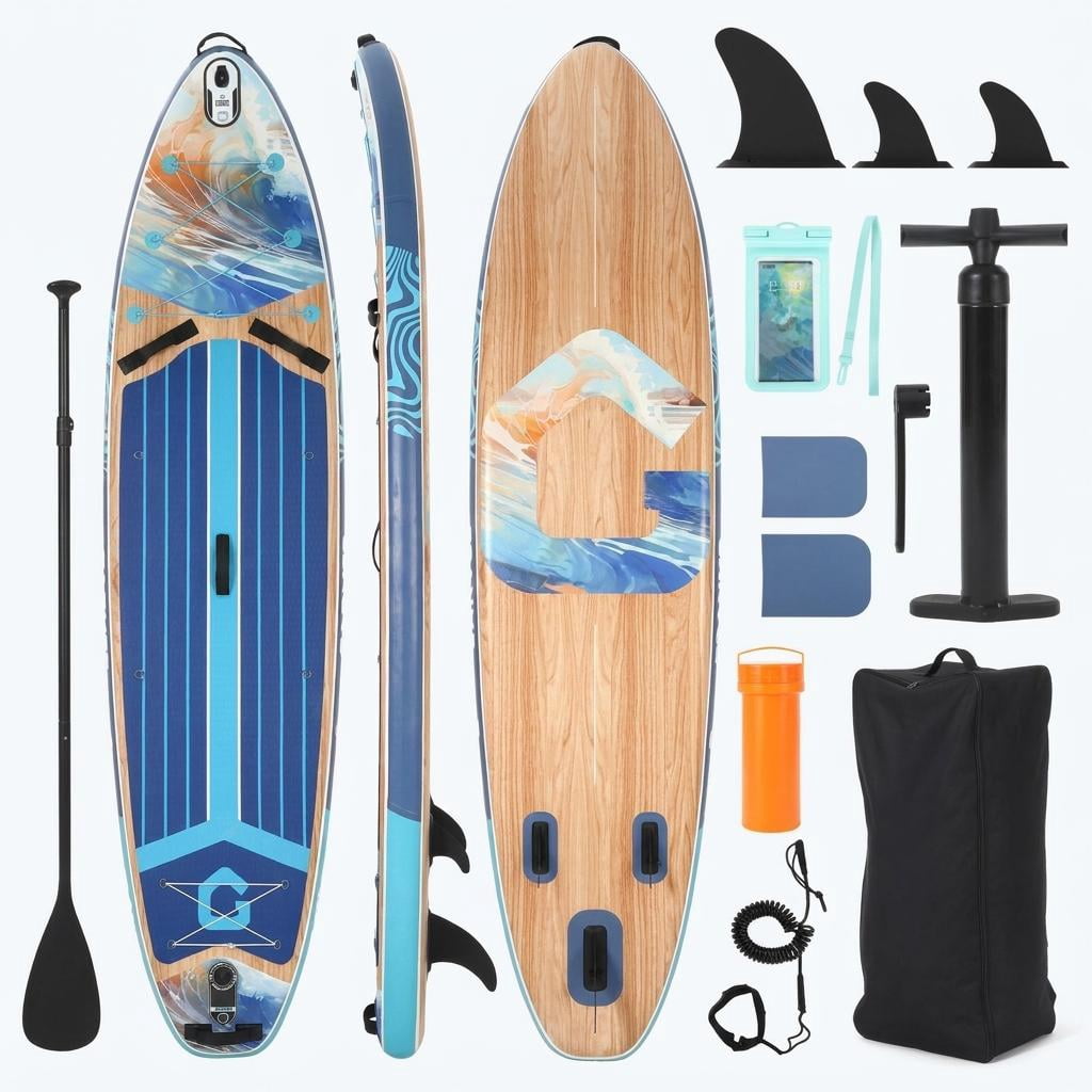 Ataucjin Inflatable Paddle Board,Inflatable Stand Up Paddle Boards with Premium SUP Accessories,450LB High Weight Capacity Wide for Beginners, Large Paddle with Camera Mount