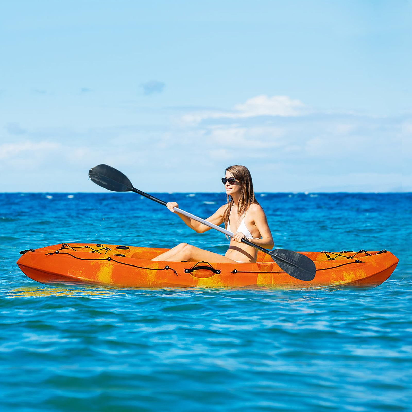 Ataucjin Kayaks, 9.38FT Fishing Kayak with Paddle, Sit on Top Kayak for Adults, Capacity of 308LBS, Hard Shell Recreational Ocean Kayak Boat