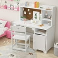 thumbnail image 1 of Ataucjin Kids Desk and Chair Set,Kids Study Desk with Chair,Study Desk for Kids with Hutch,Storage Cabinet,Wooden Children Study Table,Student Writing Desk Computer Workstation for Kids Bedroom, 1 of 6