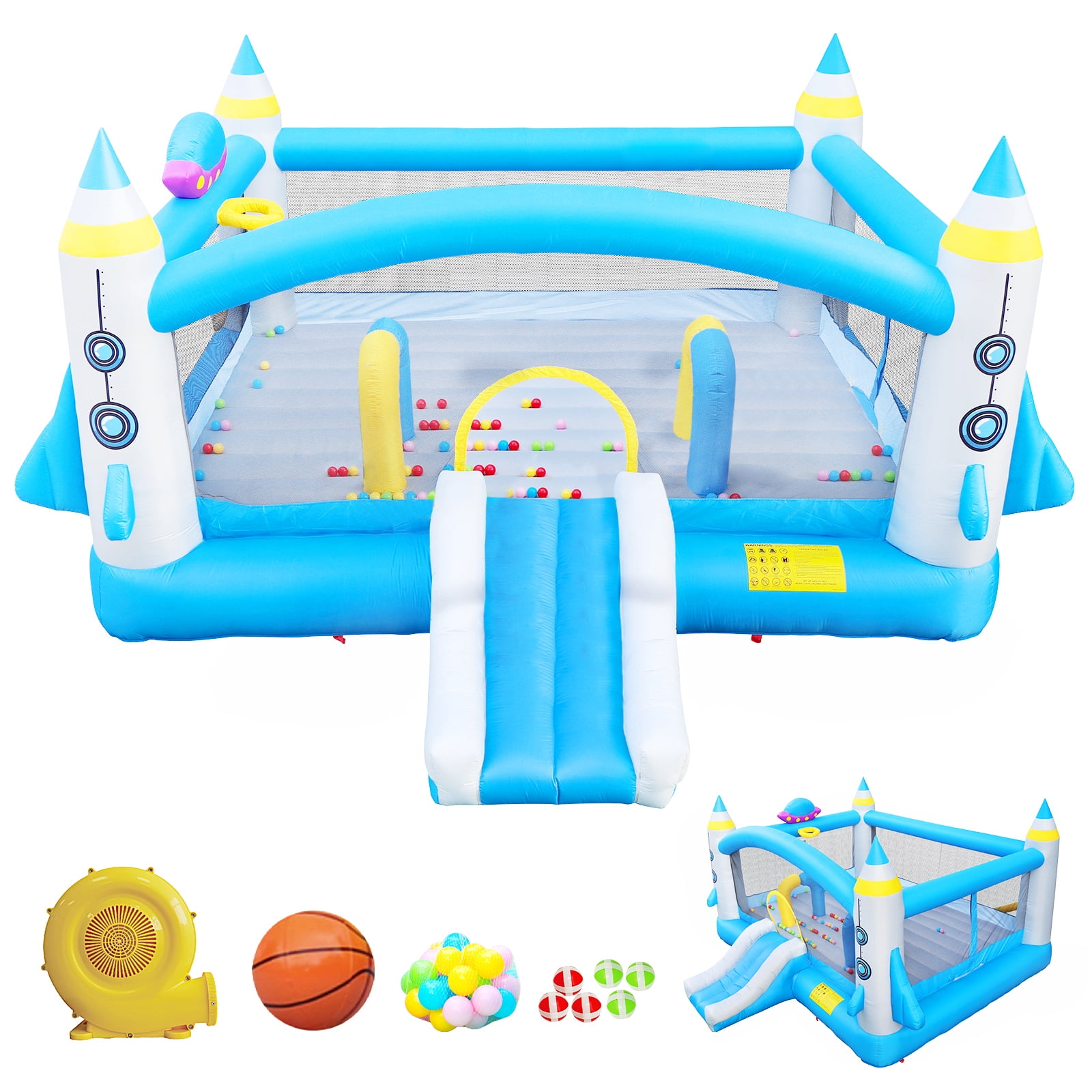 Ataucjin Kids Inflatable Bounce House With Long Slide Bouncing