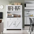 thumbnail image 1 of Ataucjin Kitchen Pantry Cabinet with Microwave Stand, Freestanding Hutch Cabinet with Buffet Cupboard, Tall Storage Cabinets with Adjustable Shelves for Kitchen, Dining Room, 1 of 7